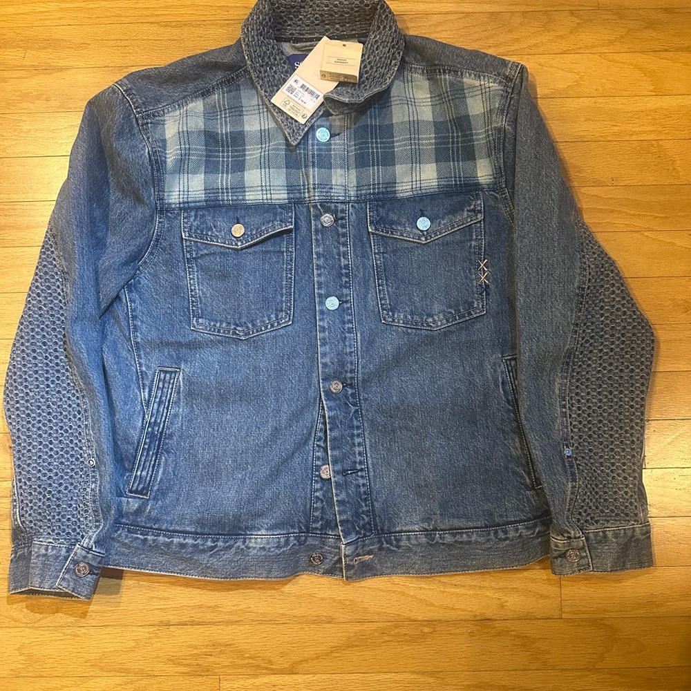 Scotch & Soda Blue Plaid Denim Jacket
